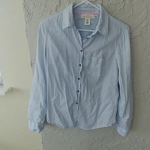 H&M blue & white striped long sleeve button down